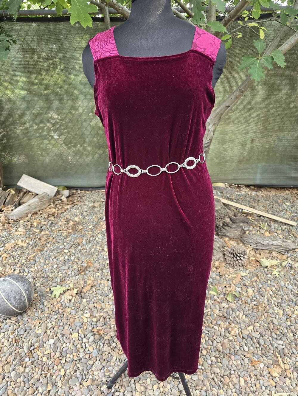 Vtg 90's Burgundy Velvet Maxi Dress Whimsigoth Soft Goth Grunge Dark Romantic